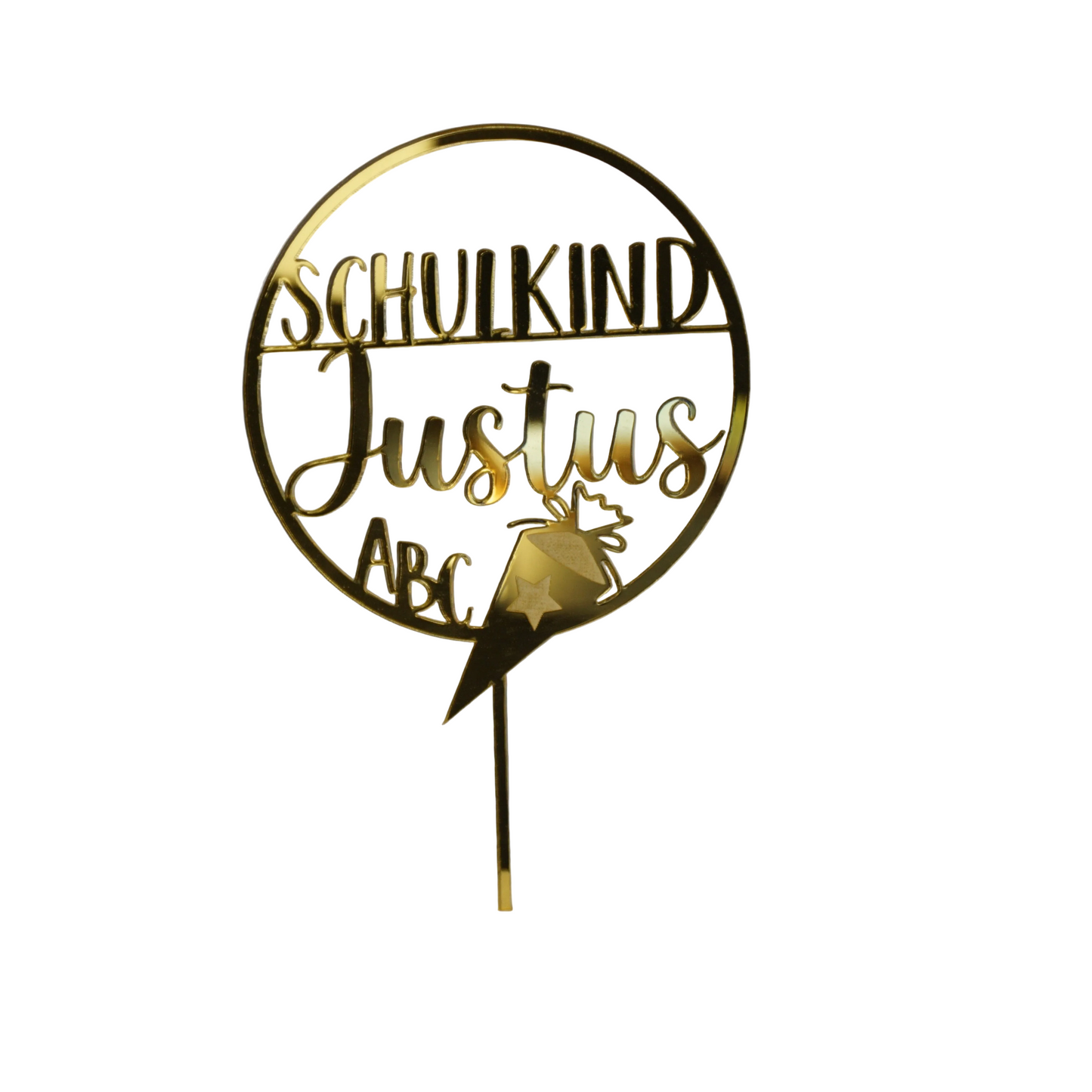 Schulkind NAME mit Schultüte & ABC – personalisierter Caketopper
