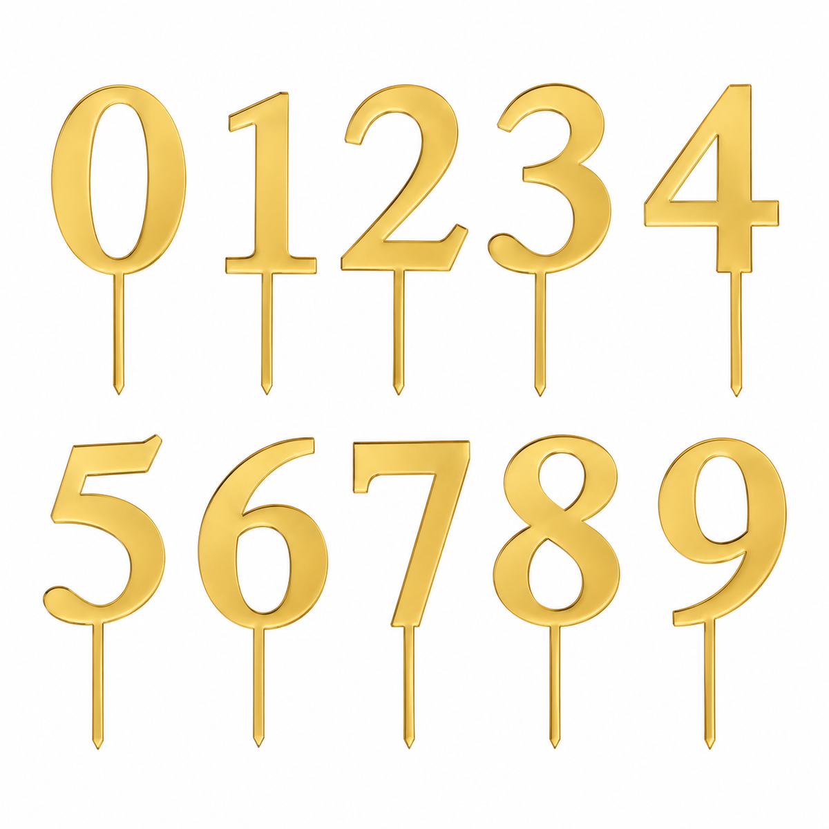 Große Zahlen aus Gold-Acryl 0–9 – schlicht & modern