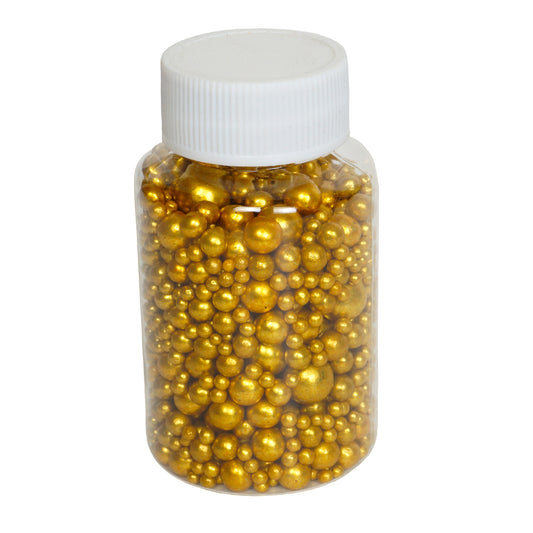 Zuckerperlen antikgold Mix  3,4,5,7,10mm  100g