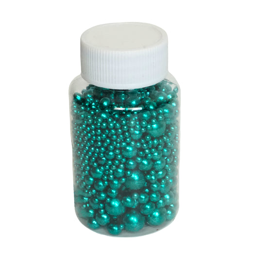 Zuckerperlen, metallic türkis, 3,4,5,7,10mm  100g
