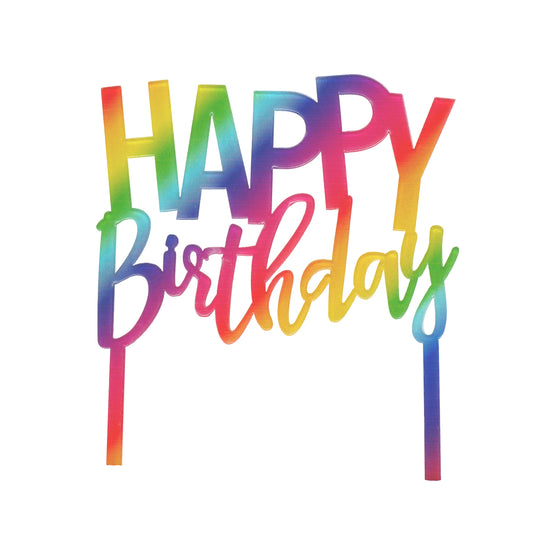Happy Birthday Caketopper – buntes Regenbogen-Design
