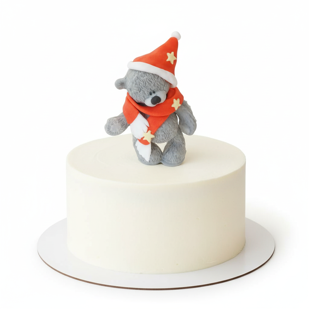 Knuddelbär stehend mit Weihnachtsschal – Tortendekoration