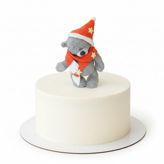 Knuddelbär stehend mit Weihnachtsschal – Tortendekoration