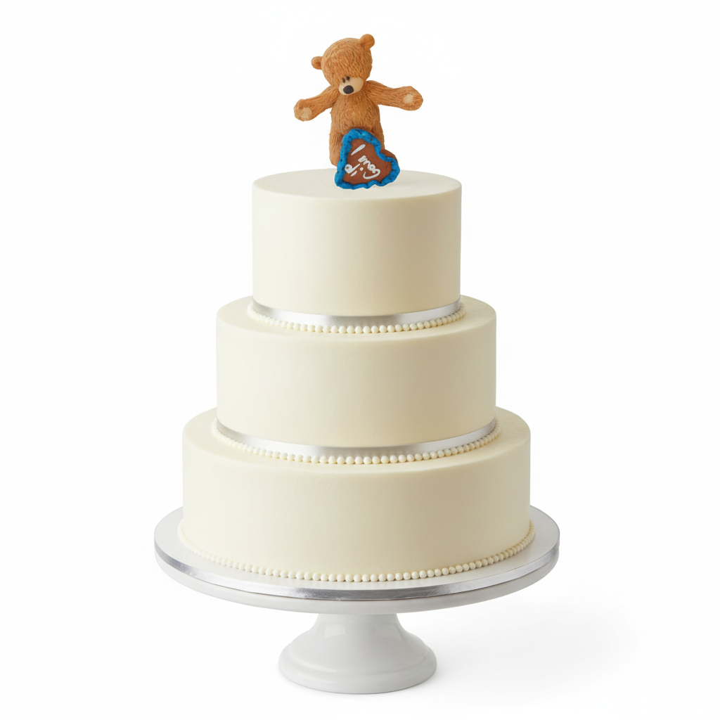 Knuddelbär stehend mit Lebkuchenherz – Tortendekoration