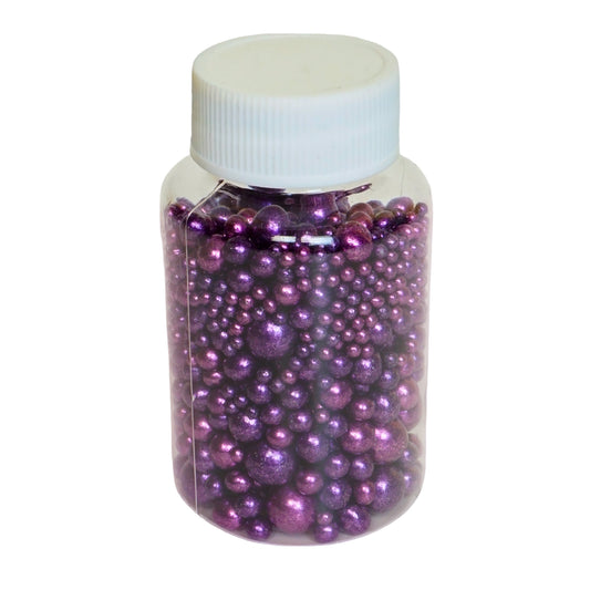Zuckerperlen, metallic violett, 3,4,5,7,10mm  100g