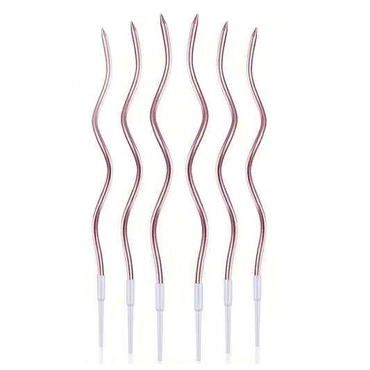spiralförmige Kerzen dünn 6  Stück in rose / rosa