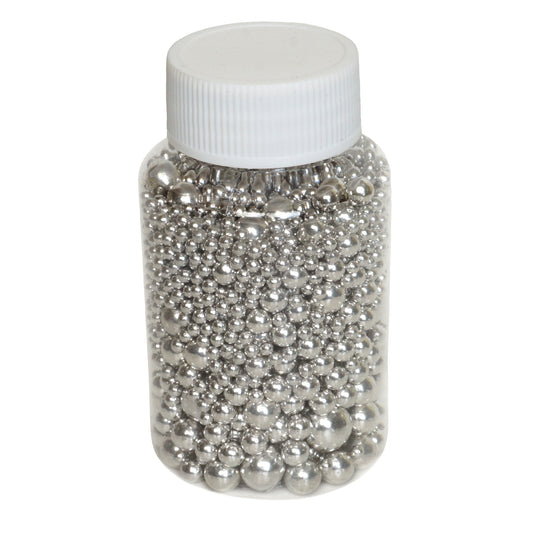 Zuckerperlen silber Mix  3,4,5,7,10mm  100g