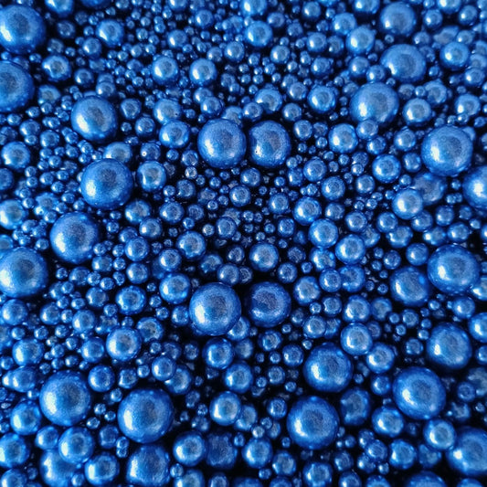 Zuckerperlen metallic blau Mix  3,4,5,7,10mm  100g