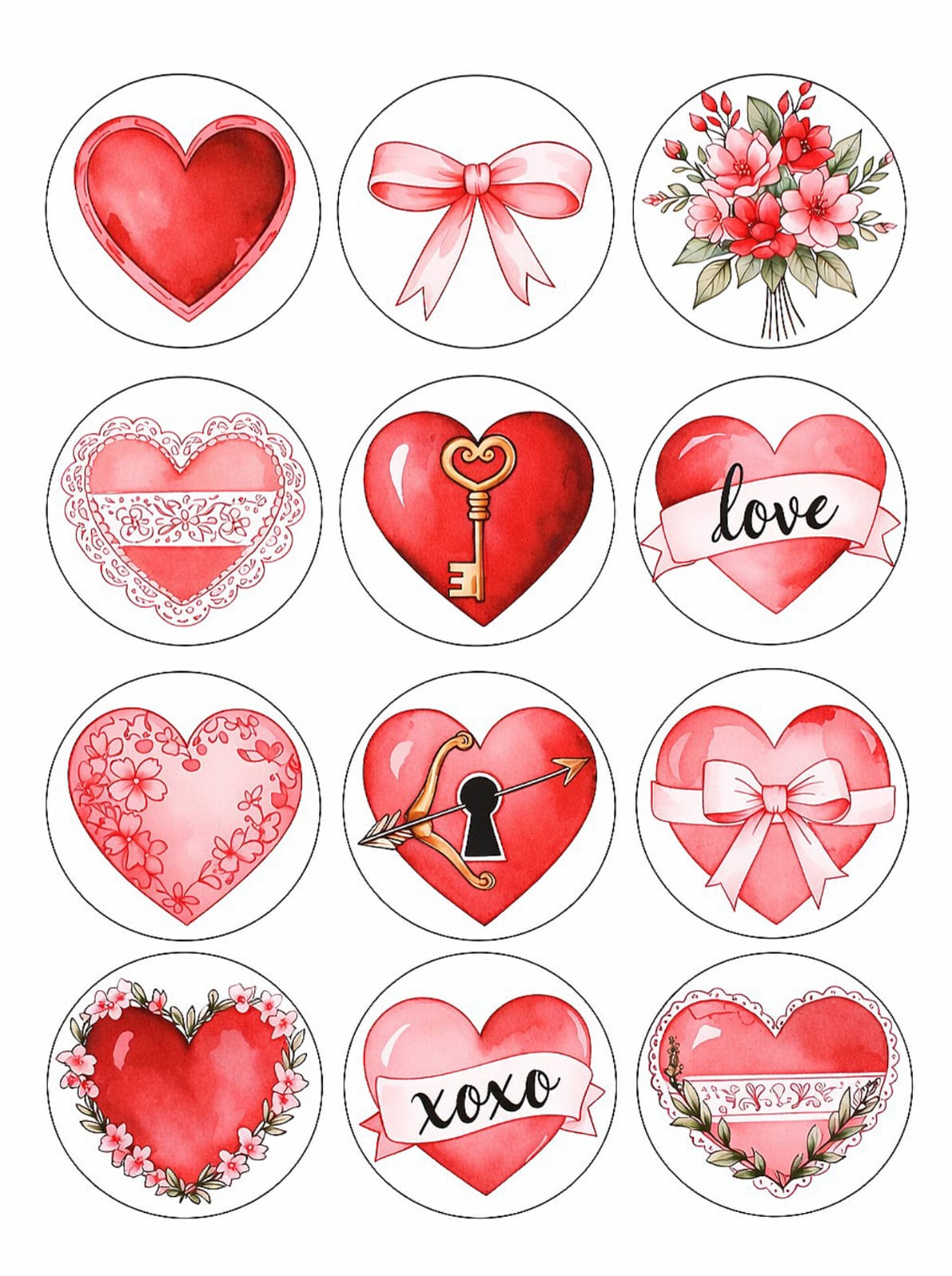 Valentinstag Fondantpapier Muffinaufleger