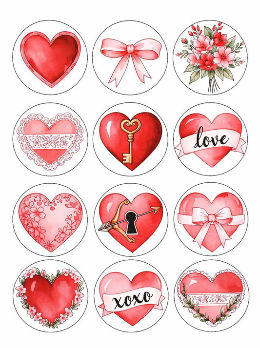 Valentinstag Fondantpapier Muffinaufleger