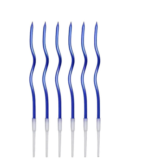 spiralförmige Kerzen dünn 6  Stück in blau