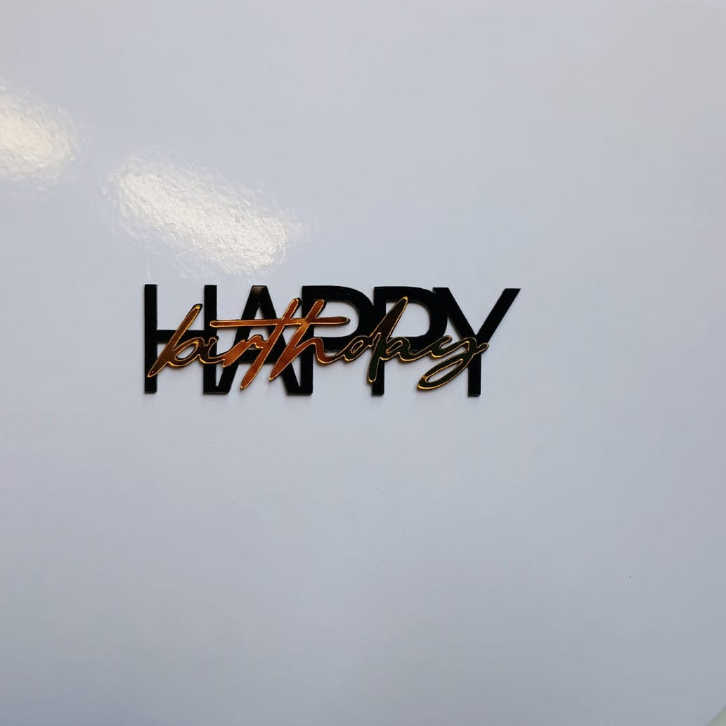 Edler „Happy Birthday“ Seitentopper schwarz/gold
