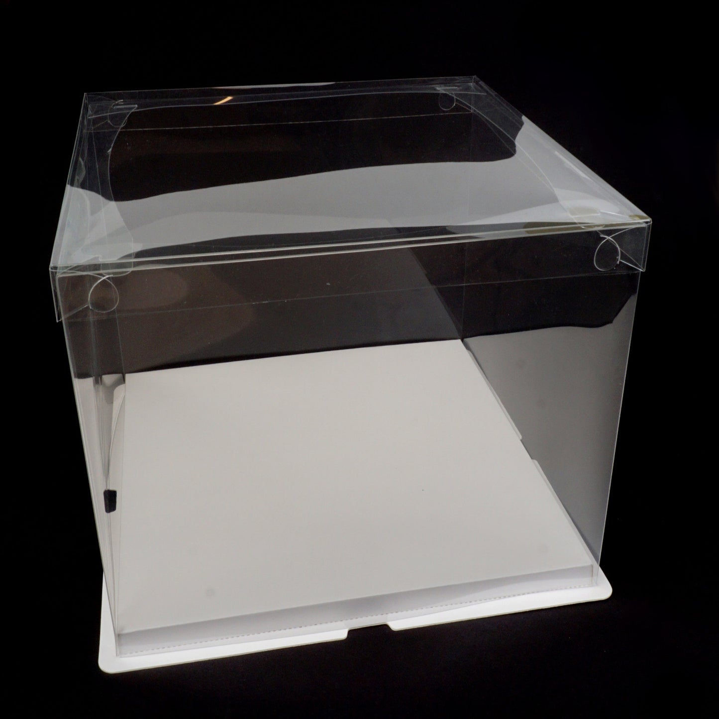 Tortenbox 38cm x 38cm x 38cm transparent eckig - durchsichtiger Deckel