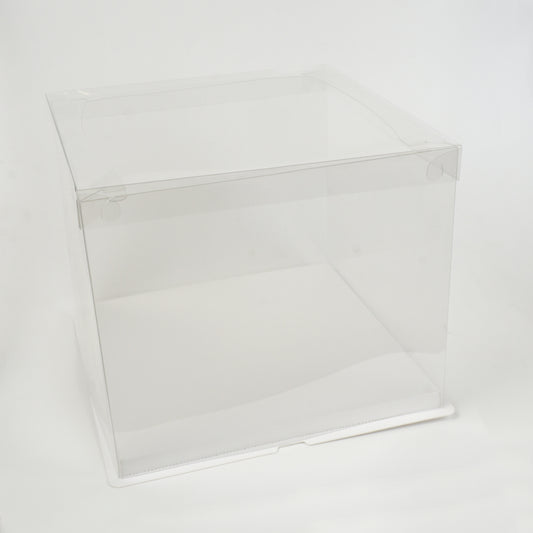 Tortenbox 30cm x 30cm x 25cm transparent eckig - durchsichtiger Deckel