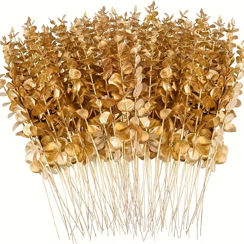 Eucalyptus Kunststoff gold 1 Zweig