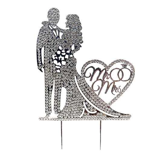 Strass Brautpaar Mr & Mrs silberner Hintergrund