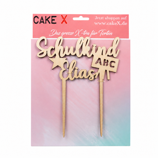 Caketopper Schulkind Elias Holz