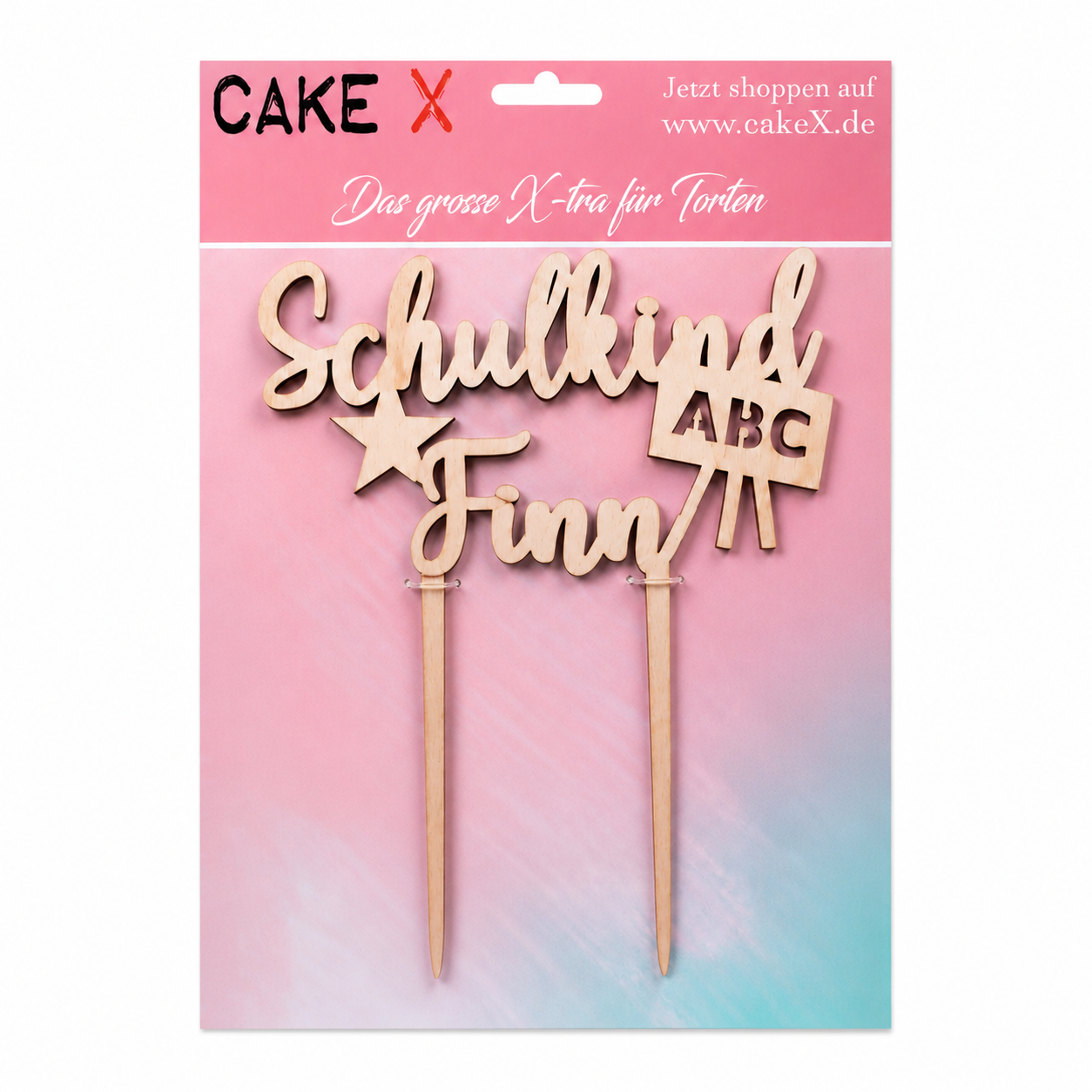Caketopper Schulkind Finn Holz