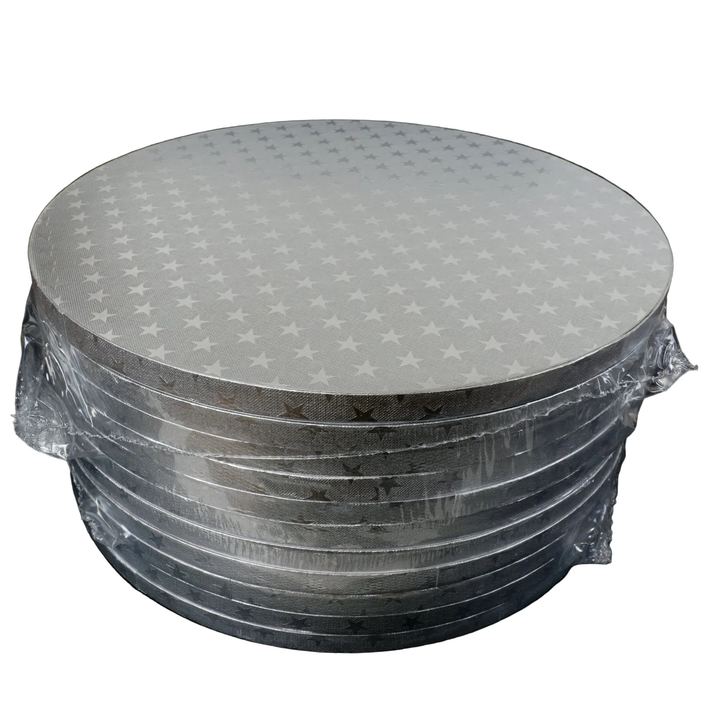 10x Cakeboard silber 30cm 12mm mit Sternenmuster