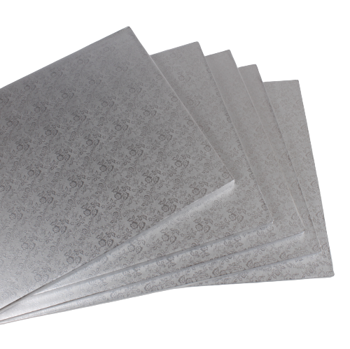 5x Cakeboards 45x30cm silber roses 12mm