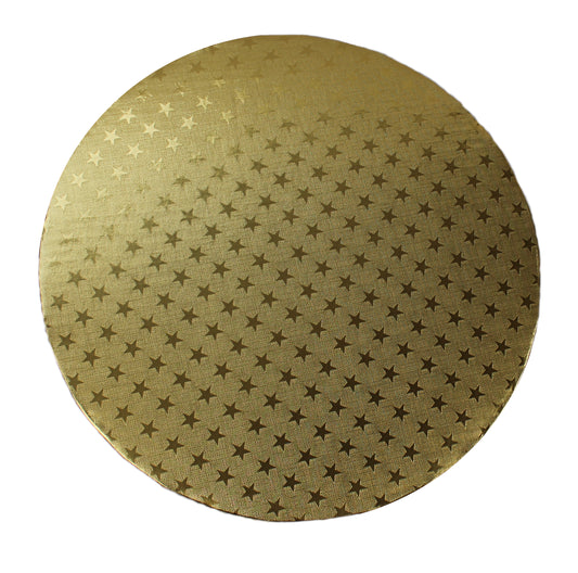 Cakeboard Gold-Sternmuster 30cm 12mm Stärke